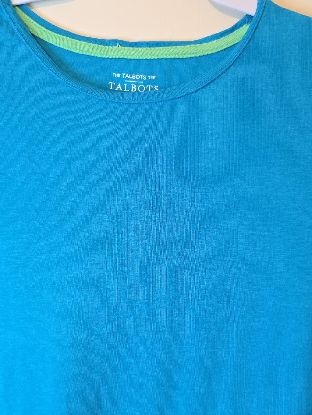 Talbots Turquoise Blue Crewneck Tank with Lime Trim - Picture 6 of 7